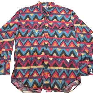Vtg‎ Aztec Silver Canyon Western Dress Shirt Long Tail Size XL Southwestern Loud